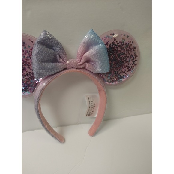 Disney Parks Pink Puple Bow Sequins Minnie Confetti Star ears Headband - Picture 3 of 4